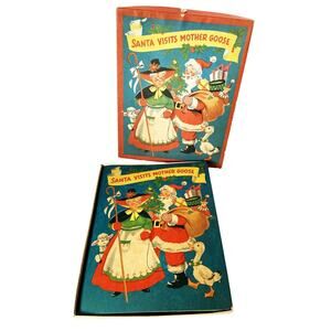 Vintage White Plains Greeting Card Book - SANTA VISITS MOTHER GOOSE - Complete!